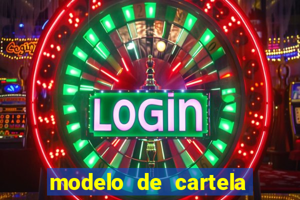 modelo de cartela de bingo em branco